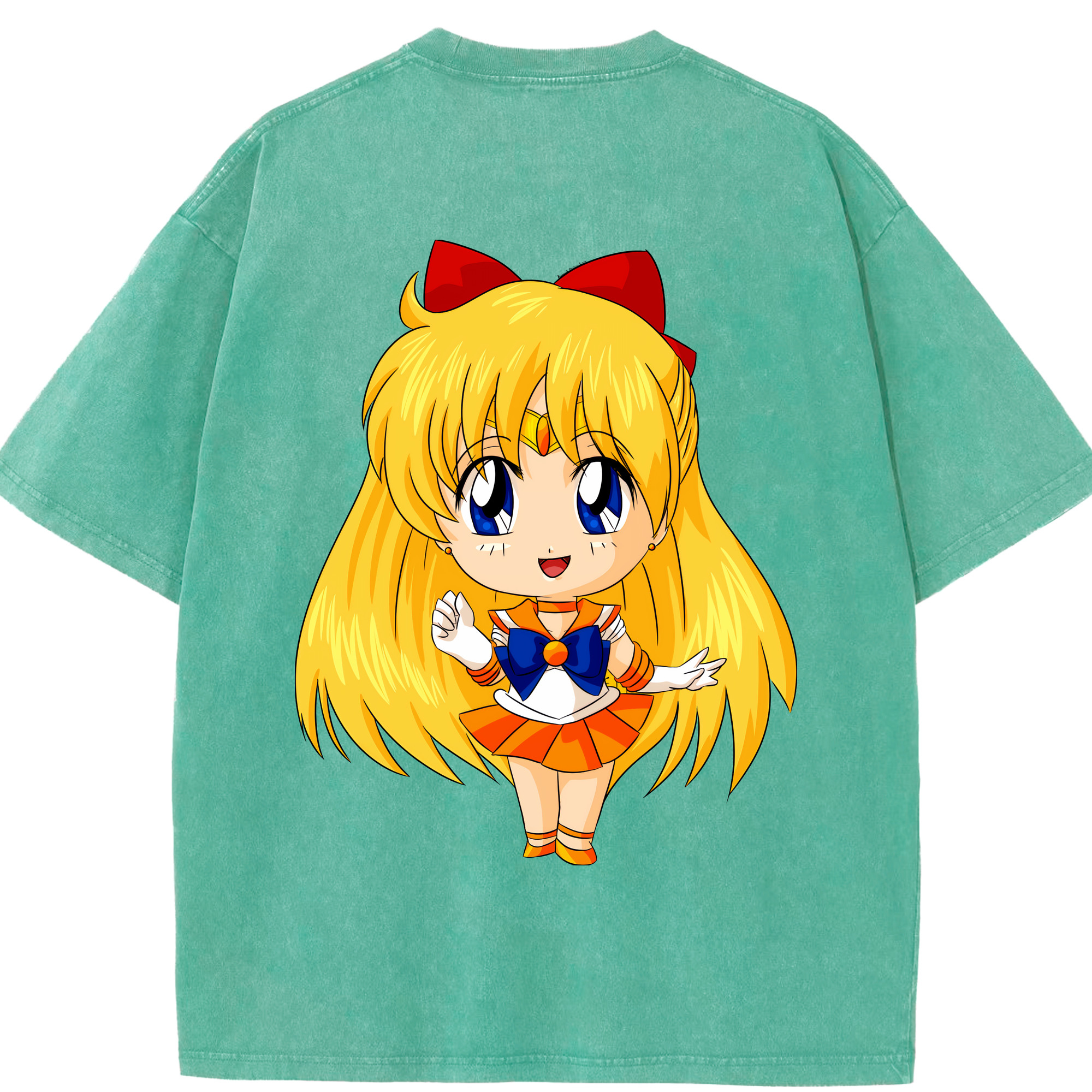 （画像用） 美少女戦士セーラームーン 愛野 美奈子 あいの みなこ Sailor Moon Aino Minako 綿100% ヴィンテージ風 半袖Tシャツ（背面プリント）